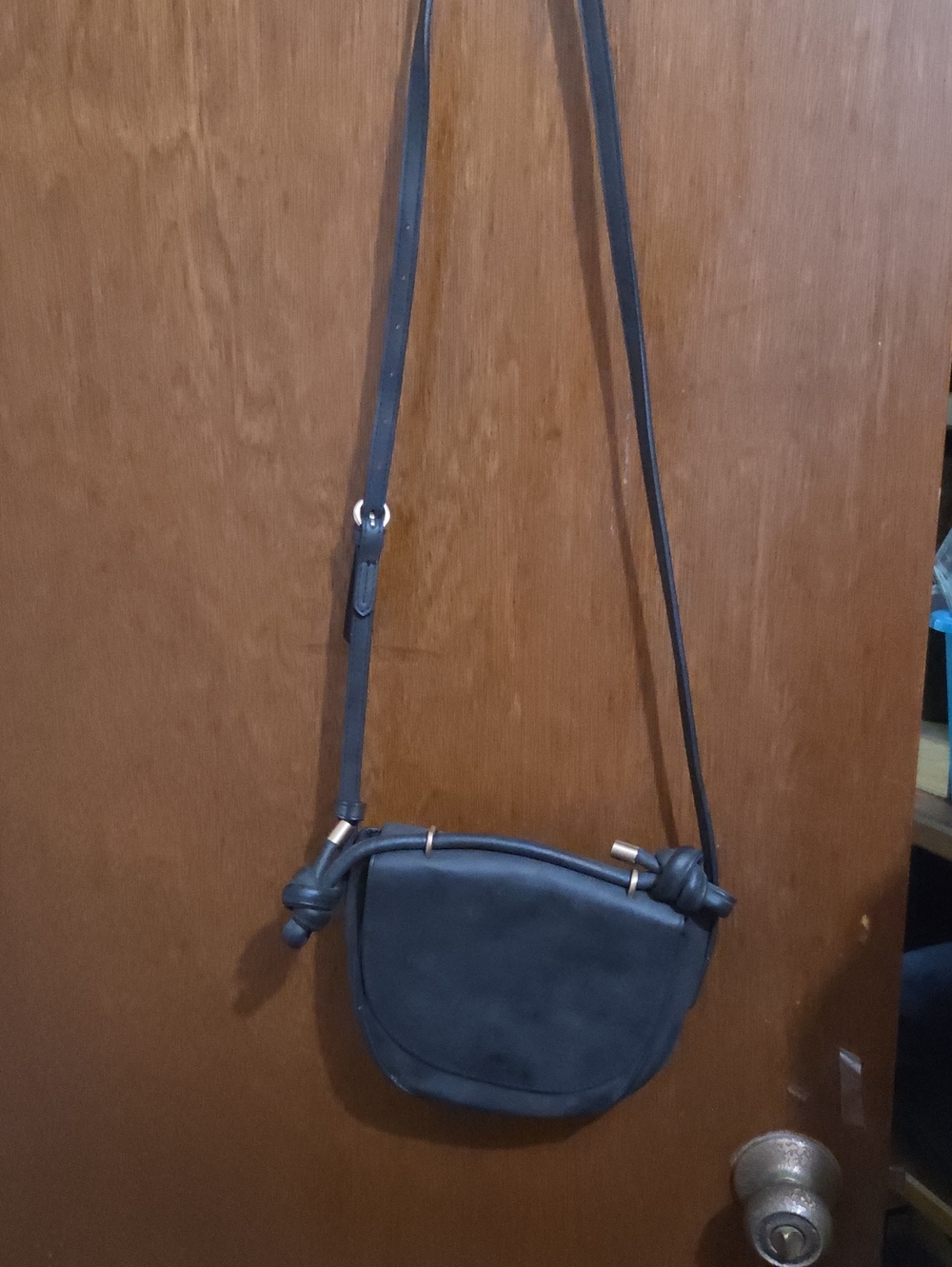 Black Women’s Crossbody Bag - Minimalist Knot Detail